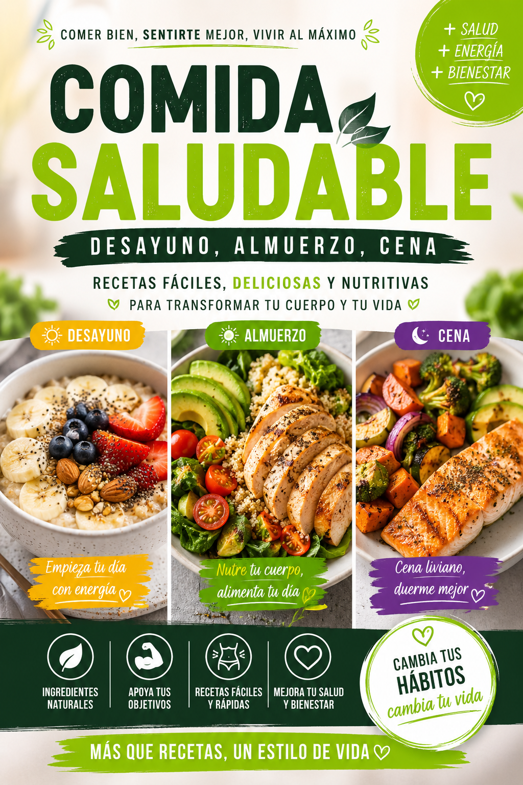 Ebook Comida Saludable - 30 recetas de desayuno, almuerzo y cena